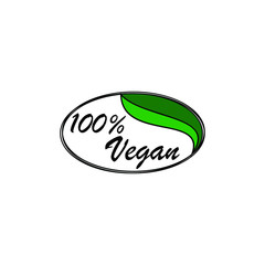 100% vegan badge vector logo design