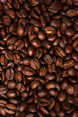 Coffee beans on a white background.