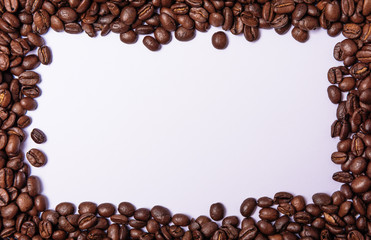 Coffee beans on a white background.