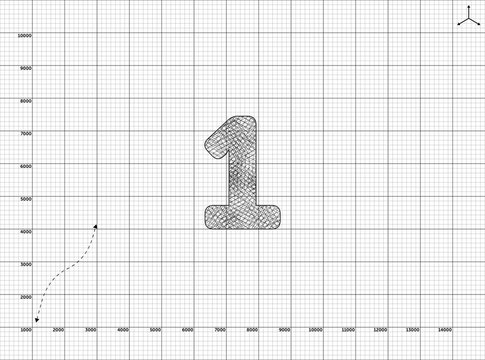 Paper art to 1 Number illustration