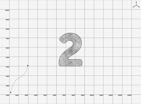 Paper art to 2 Number illustration