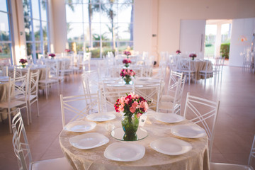 decorated tables for wedding party 