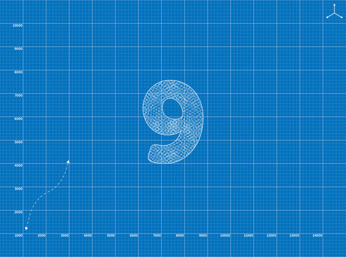 Blueprint to 9 Number illustration