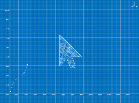 Blueprint to Internet click icon illustration
