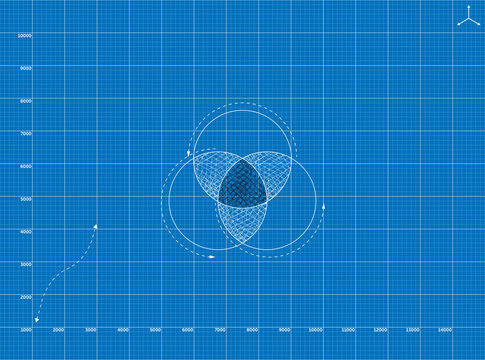 Blueprint to pie chart illustrationBlueprint to pie chart illustration