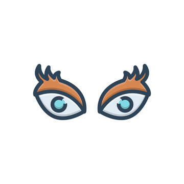 Color illustration icon for eyes 