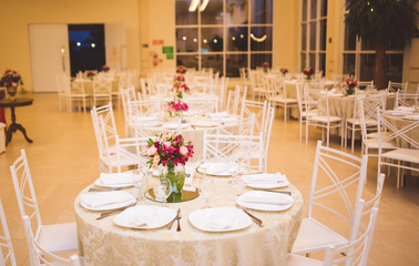 decorated tables for wedding party 