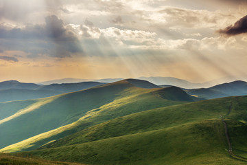 Fototapeta na wymiar Summer in the Ukrainian Carpathians with beautiful mountain scenery
