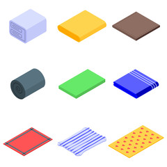 Blanket icons set. Isometric set of blanket vector icons for web design isolated on white background