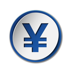 Yen currency symbol on colored circle flat icon