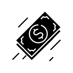 Dollars black icon, concept illustration, vector flat symbol, glyph sign.