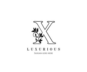 Initial X letter luxury beauty flourishes ornament monogram logo perfect for boutique, wedding invitation, restaurant,hotel.