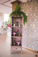 decoration with cabinet with flower pots