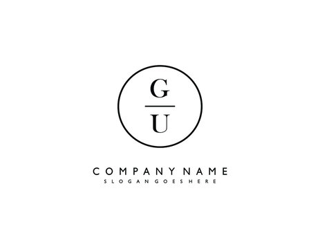 GU initial letter elegant handwriting logo collection