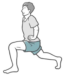 アキレス腱　若い男性　ストレッチ　裸足