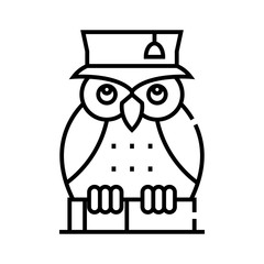 Owl wise line icon, concept sign, outline vector illustration, linear symbol.