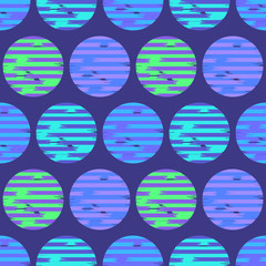 vector multi circle and rough horizontal brush lines seamless pattern