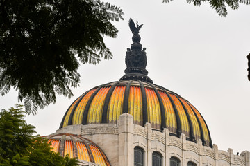 Dome of the Palace of Fine Arts in the historic center of Mexico City.