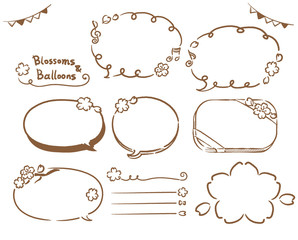 桜の花をテーマにしたフレーム、吹き出し、ラベル素材セット