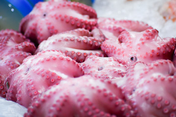 Cooked octopus on sale in a public market in the Mexican capital.