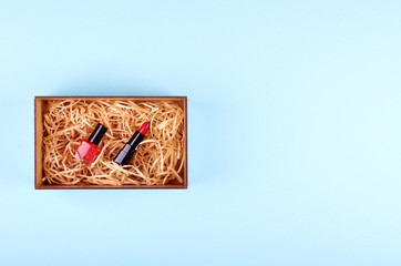 Make up concept idea, flat lay photo.