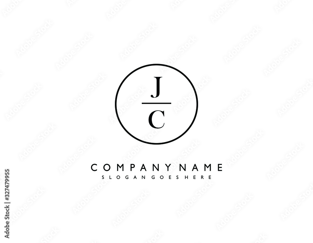 Wall mural jc initial letter elegant handwriting logo collection