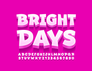 Vector stylish logo Bright Days. Creative 3D Font. Modern Alphabet Letters and Numbers