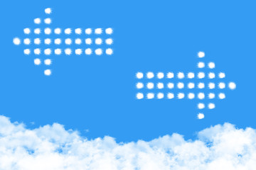 Arrow shaped cloud on blue sky