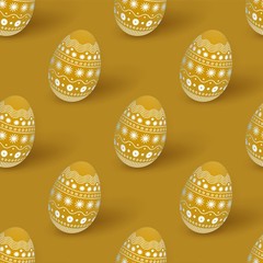 Easter seamless pattern 3d Easter eggs, yellow minimal monochrome design