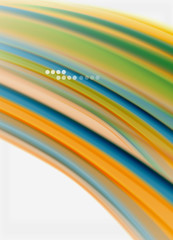 Obraz premium Wave lines abstract background, smooth silk design with rainbow style colors. Liquid fluid color waves. Vector Illustration