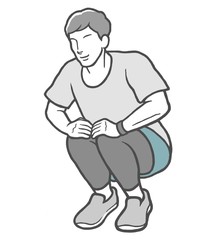 屈伸　若い男性　ストレッチ　外