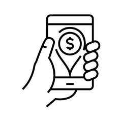 Mobile payment line icon, concept sign, outline vector illustration, linear symbol.