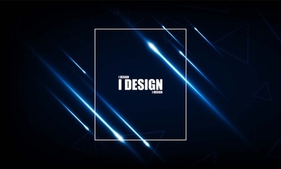 abstract technology vector background with lights lines and text i design in frame, dark backdrop with Arrow Light out triangle background Hitech communication