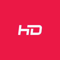 abstract hd logo, modern hd initials logo isolated on red background