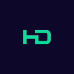abstract hd logo, modern hd initials logo isolated on dark background