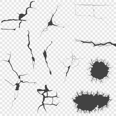 Obraz premium Realistic wall cracks. Grunge vector texture with scratches and cracks.