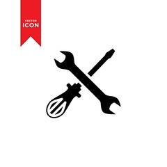 Tools service icon vector. Repair icon. Maintenance symbol. Setting icon. Wrench and screwdriver icon. Flat design style on white background.