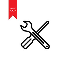 Tools service icon vector. Repair icon. Maintenance symbol. Setting icon. Wrench and screwdriver icon. Flat design style on white background.