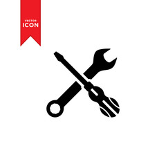 Tools service icon vector. Repair icon. Maintenance symbol. Setting icon. Wrench and screwdriver icon. Flat design style on white background.