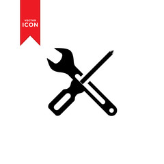 Tools service icon vector. Repair icon. Maintenance symbol. Setting icon. Wrench and screwdriver icon. Flat design style on white background.