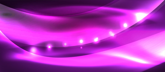Abstract background. Shiny design neon waves with light effects, techno trendy design. Vector Illustration For Wallpaper, Banner, Background, Card, Book Illustration, landing page
