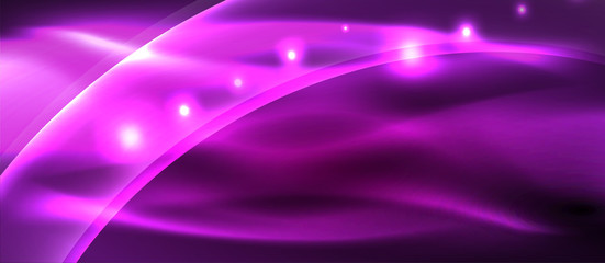 Abstract background. Shiny design neon waves with light effects, techno trendy design. Vector Illustration For Wallpaper, Banner, Background, Card, Book Illustration, landing page