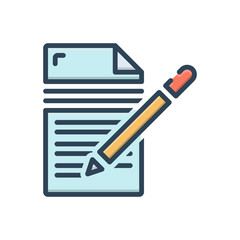 Color illustration icon for writing  