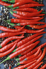 Hot red pepper. Chilean pepper on a black.