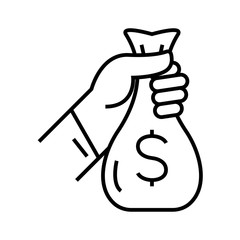 Money earnings line icon, concept sign, outline vector illustration, linear symbol.