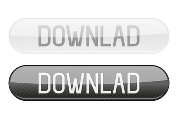 Download push buttons. White and black glass 3d icons