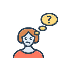Color illustration icon for thinking
