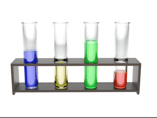 Chemical glass tubes with colored liquids