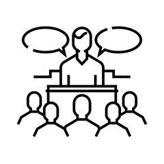 Public engagement line icon, concept sign, outline vector illustration, linear symbol.
