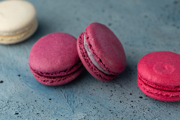selective focus, butter cookies, fruit and berry macaroons